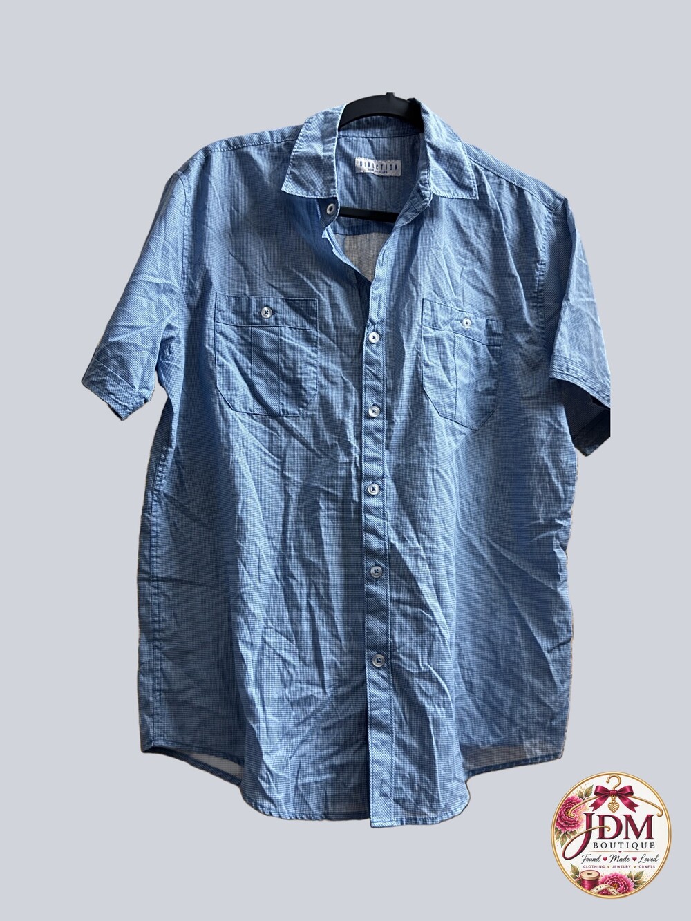 Direction Los Angeles Blue Short Sleeve Button Down Shirt